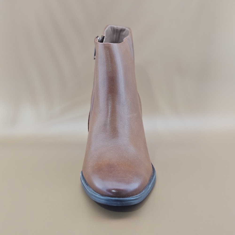 Paul Green Booties Size 9 Women's Cognac Brown Winn Leather Minimalist Modern - Picture 3 of 10